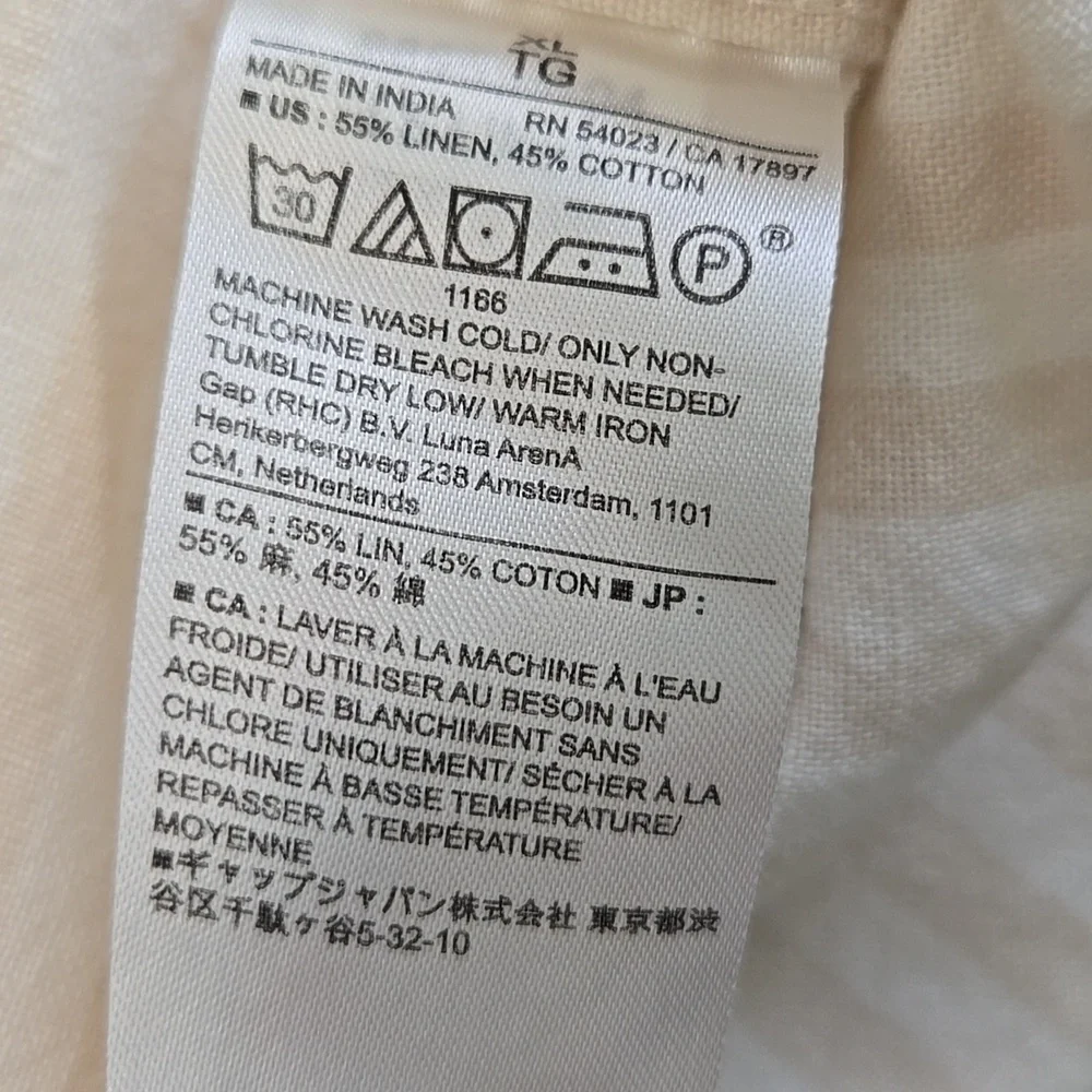 Banana Republic Linen Blend Slim Fit Mens Long Sleeve Button Up Beige XL